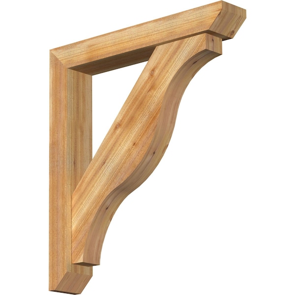 Ekena Millwork Funston Slat Rough Sawn Bracket w/ Offset Brace, Western Red Cedar, 6"W x 36"D x 40"H BKT0604X36X40FST06RWR - main